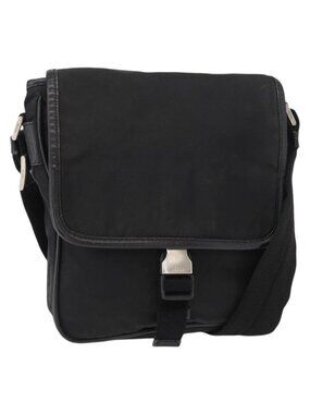 Authentic PRADA Shoulder Bag Nylon Black Silver